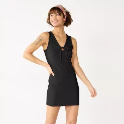 Juniors' SO® Cinched Keyhole Terry Cloth Bodycon Mini Dress 7 Juniors' SO® Cinched Keyhole Terry Cloth Bodycon Mini Dress -Cuddl Duds SHOP 5517552 Black Luxe
