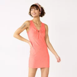 Alternative view of Juniors' SO® Cinched Keyhole Terry Cloth Bodycon Mini Dress