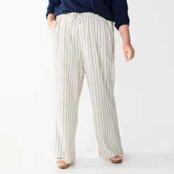 Alternative view of Plus Size Sonoma Goods For Life® Linen-Blend Wide-Leg Pants