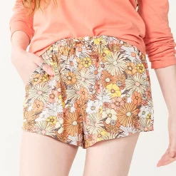 Juniors' SO® Drawstring Shorts -Cuddl Duds SHOP 5522412 Dark Coral Floral