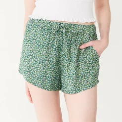 Juniors' SO® Drawstring Shorts -Cuddl Duds SHOP 5522412 Green Floral