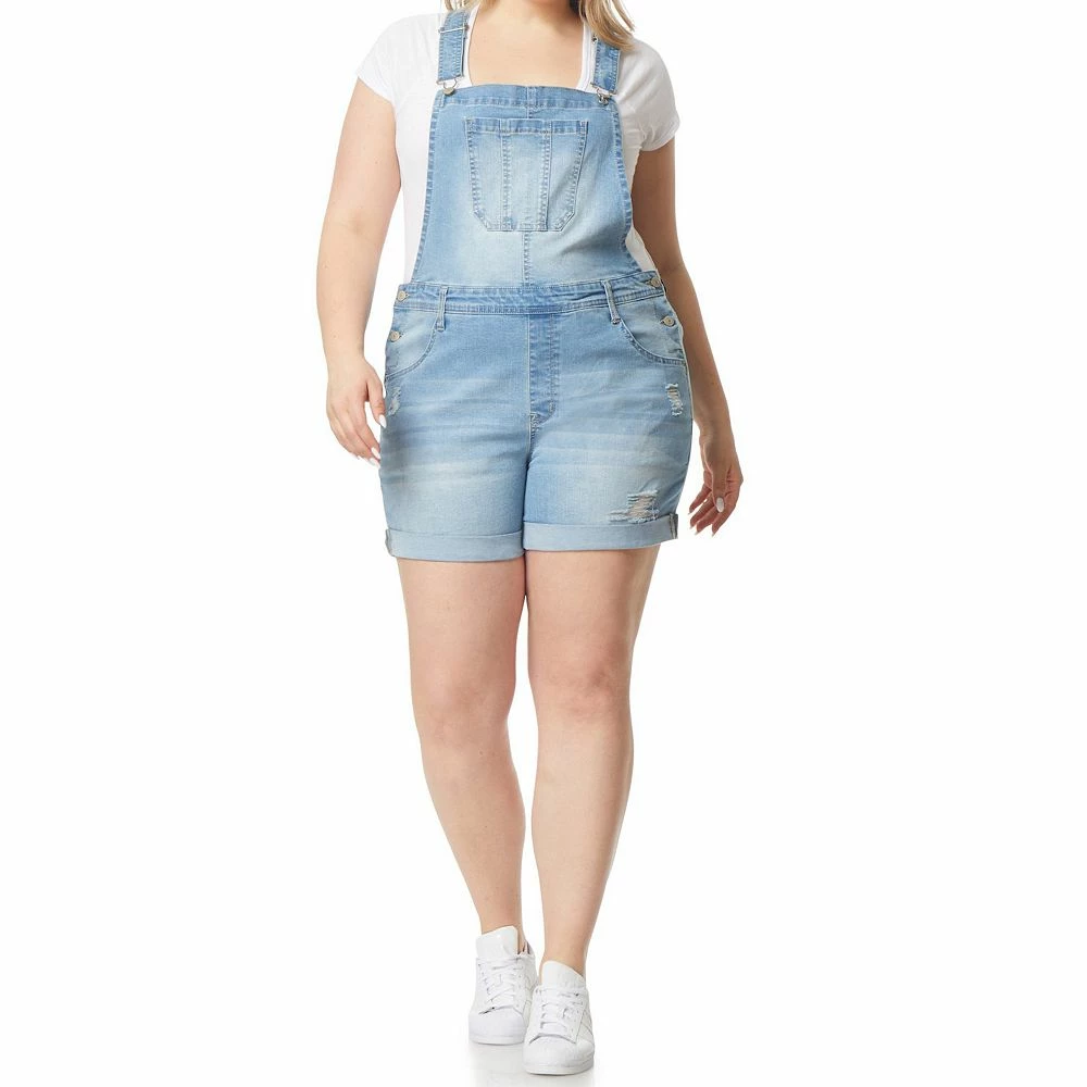 Juniors' Plus Size WallFlower Insta Stretch Tomboy Shortalls 2 Juniors' Plus Size WallFlower Insta Stretch Tomboy Shortalls - Image 2