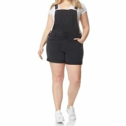 Juniors' Plus Size WallFlower Insta Stretch Tomboy Shortalls 7 Juniors' Plus Size WallFlower Insta Stretch Tomboy Shortalls -Cuddl Duds SHOP 5523790 Lt Carbon
