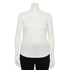 Juniors' Plus Size SO® High Neck Ribbed Tank Top -Cuddl Duds SHOP 5524345 Modern White