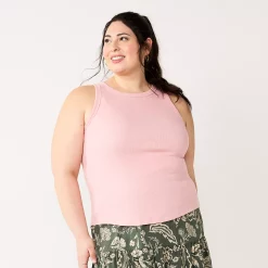 Juniors' Plus Size SO® High Neck Ribbed Tank Top -Cuddl Duds SHOP 5524345 Vintage Heart