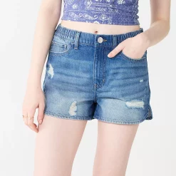 Alternative view of Juniors' SO® Elastic Waist Denim Shorts