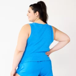 Juniors' Plus Size SO® Solid Cropped Twist-Front Tank 13 Juniors' Plus Size SO® Solid Cropped Twist-Front Tank -Cuddl Duds SHOP 5526785 ALT