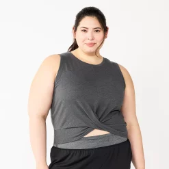 Juniors' Plus Size SO® Solid Cropped Twist-Front Tank 11 Juniors' Plus Size SO® Solid Cropped Twist-Front Tank -Cuddl Duds SHOP 5526785 Gray Texture