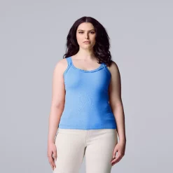 Women's Simply Vera Vera Wang Solid Lace Trimmed Tank -Cuddl Duds SHOP 5535059 Beatrix Blue