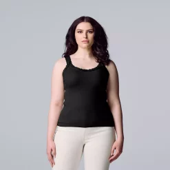 Women's Simply Vera Vera Wang Solid Lace Trimmed Tank
