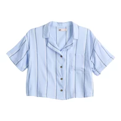Juniors' SO® Cropped Button-Front Shirt -Cuddl Duds SHOP 5536484 ALT5