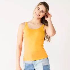 Juniors' SO® Double Scoopneck Tank Top -Cuddl Duds SHOP 5538823 Polished Gold