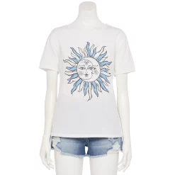 Juniors' Jerry Leigh Sun & Moon Face Graphic Tee
