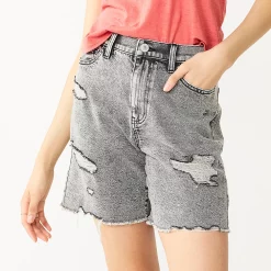 Juniors' SO® High Waisted Dad Shorts 8 Juniors' SO® High Waisted Dad Shorts -Cuddl Duds SHOP 5542169 Gray