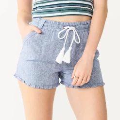Juniors' SO® Ruffled Hem Dolphin Shorts -Cuddl Duds SHOP 5542963 Blue