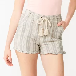 Juniors' SO® Ruffled Hem Dolphin Shorts -Cuddl Duds SHOP 5542963 Ivory Sage