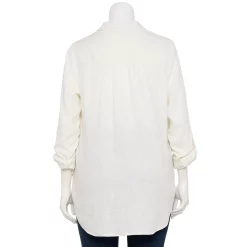Plus Size Croft & Barrow® Linen-Blend Popover Tunic -Cuddl Duds SHOP 5545050 ALT