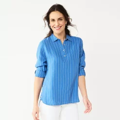 Alternative view of Women's Croft & Barrow® Linen-Blend Popover Tunic