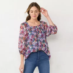 Women's LC Lauren Conrad Squareneck Peasant Top 13 Women's LC Lauren Conrad Squareneck Peasant Top -Cuddl Duds SHOP 5546488 Botanique Blooms