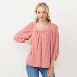Women's LC Lauren Conrad Squareneck Peasant Top 20 Women's LC Lauren Conrad Squareneck Peasant Top -Cuddl Duds SHOP 5546488 Pink Sheraton