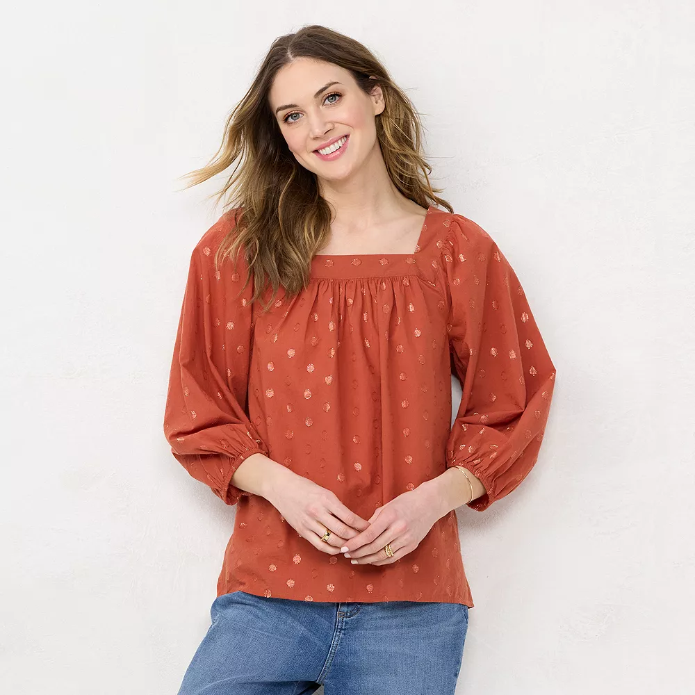 Women's LC Lauren Conrad Squareneck Peasant Top 1 Women's LC Lauren Conrad Squareneck Peasant Top