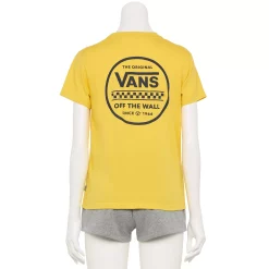 Alternative view of Juniors' Vans Yellow "Off The Wall" Logo Graphic Tee
