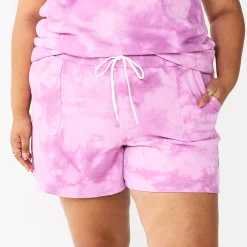Plus Size Sonoma Goods For Life® Drawstring Fleece Shorts -Cuddl Duds SHOP 5549511 Purple Dye