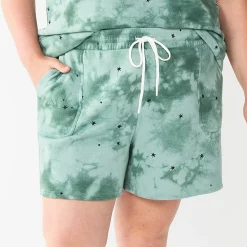 Plus Size Sonoma Goods For Life® Drawstring Fleece Shorts -Cuddl Duds SHOP 5549511 Star Tie Dye