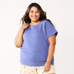 Plus Size Sonoma Goods For Life® Short-Sleeve Fleece Sweatshirt -Cuddl Duds SHOP 5550378 Iris Bouquet