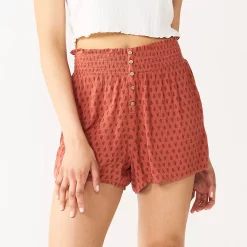 Alternative view of Juniors' SO® Print Button-Front Shorts