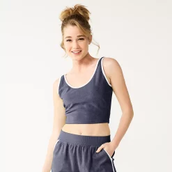 Juniors' SO® Cropped Towel Terry Scoop Neck Tank -Cuddl Duds SHOP 5554318 Blueberry Skin