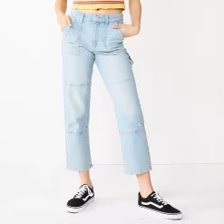 Alternative view of Juniors' SO® High-Rise Ankle Straight Carpenter Jeans
