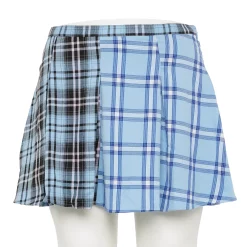 Juniors' Plus Size SO® Pleated Flare Mini Skirt -Cuddl Duds SHOP 5559786 Blue Plaid