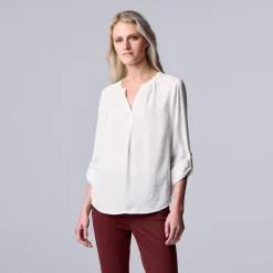 Alternative view of Women's Simply Vera Vera Wang Roll-Tab Sleeve Popover Blouse