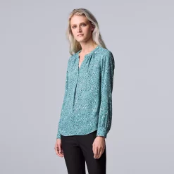 Women's Simply Vera Vera Wang Roll-Tab Sleeve Popover Blouse -Cuddl Duds SHOP 5561929 Pebble Leo