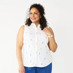 Alternative view of Plus Size Croft & Barrow® Sleeveless Linen Blend Shirt