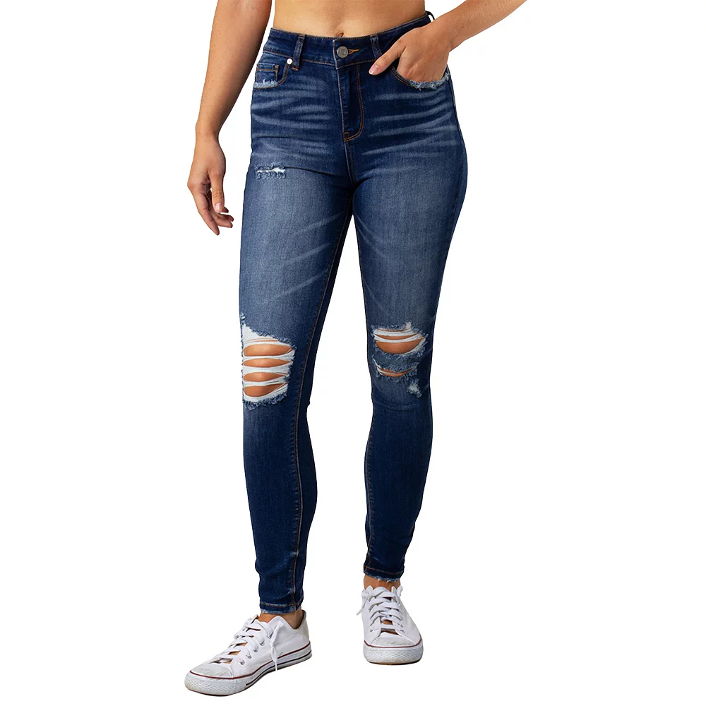 Juniors' Indigo Rein High-Rise Destructed Skinny Jeans 1 Juniors' Indigo Rein High-Rise Destructed Skinny Jeans