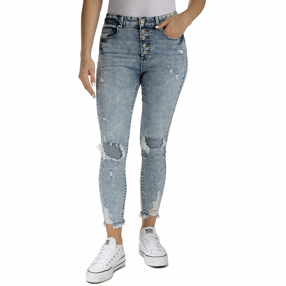 Juniors' Indigo Rein High-Rise Destructed Skinny Jeans 4 Juniors' Indigo Rein High-Rise Destructed Skinny Jeans - Image 4