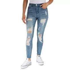 Alternative view of Juniors' Indigo Rein High-Rise Destructed Skinny Jeans