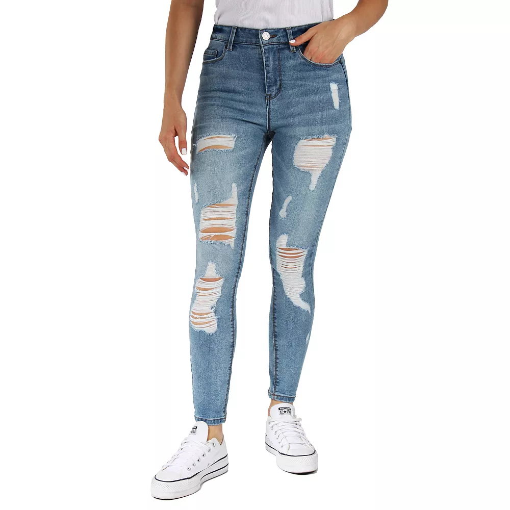 Juniors' Indigo Rein High-Rise Destructed Skinny Jeans 2 Juniors' Indigo Rein High-Rise Destructed Skinny Jeans - Image 2