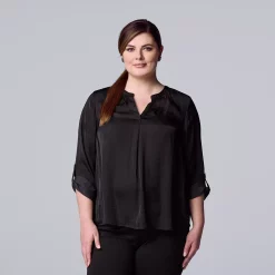 Alternative view of Plus Size Simply Vera Vera Wang Roll-Tab Popover Top