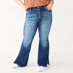 Juniors' Plus Size SO® High-Rise Flare Jeans -Cuddl Duds SHOP 5568305 Medium