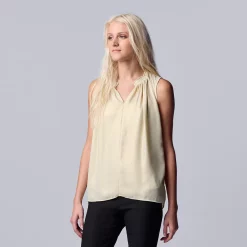 Women's Simply Vera Vera Wang Pleated Tank -Cuddl Duds SHOP 5568467 Chalk Hill Gold Foil