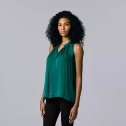 Women's Simply Vera Vera Wang Pleated Tank -Cuddl Duds SHOP 5568467 Dark Teal
