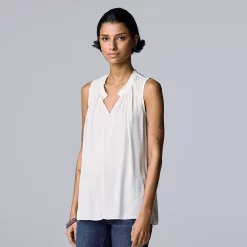 Women's Simply Vera Vera Wang Pleated Tank -Cuddl Duds SHOP 5568467 Modern White