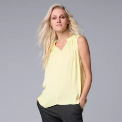 Women's Simply Vera Vera Wang Pleated Tank -Cuddl Duds SHOP 5568467 Real Lemon