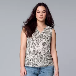 Women's Simply Vera Vera Wang Pleated Tank -Cuddl Duds SHOP 5568467 Striped Texture