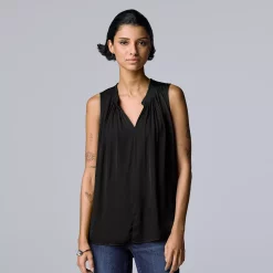 Women's Simply Vera Vera Wang Pleated Tank -Cuddl Duds SHOP 5568467 Vera Black
