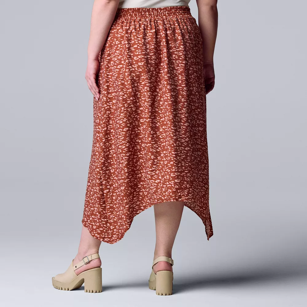 Plus Size Simply Vera Vera Wang Print Shark-Bite Hem Midi Skirt 3 Plus Size Simply Vera Vera Wang Print Shark-Bite Hem Midi Skirt - Image 3