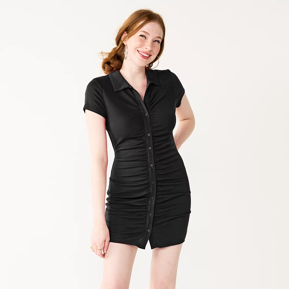 Juniors' SO® Ruched Button-Down Bodycon Dress 4 Juniors' SO® Ruched Button-Down Bodycon Dress - Image 4